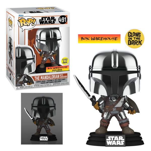 Funko pop Star Wars - The Mandalorian with Darksaber 491 Box Warehouse Exclusive